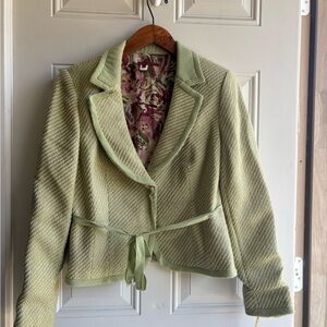 Chic Textured Women's Blazer in Light Green